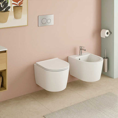Sanitaires suspendus Céramique Globo Forty3 cm 43 WC + BIDET + SIÈGE À FERMETURE DOUCE