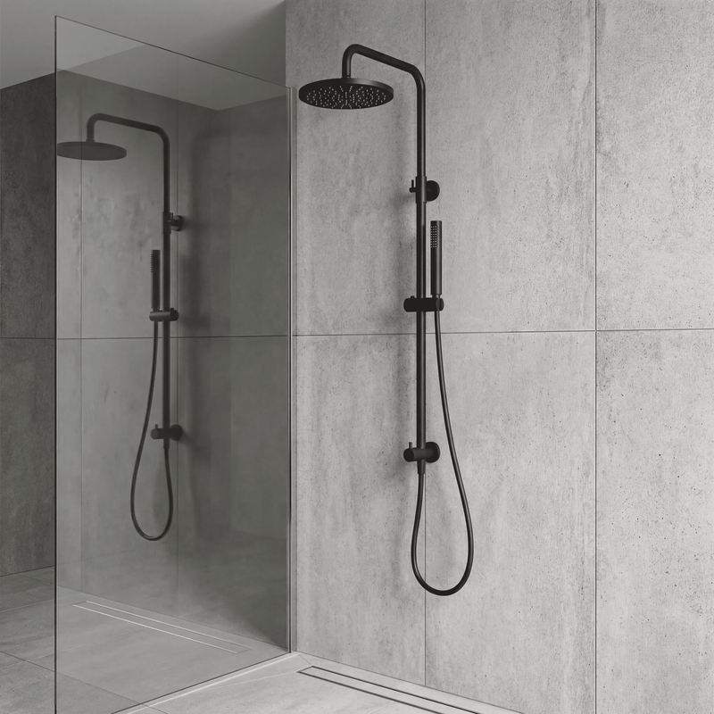 Colonna doccia Wall DocciaGo in acciaio con doccetta e deviatore in ottone - Nero opaco
