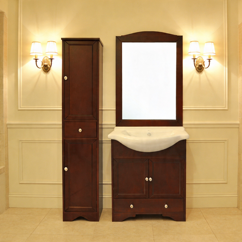 Colonna bagno arte povera Monica 160 cm legno massello finitura noce