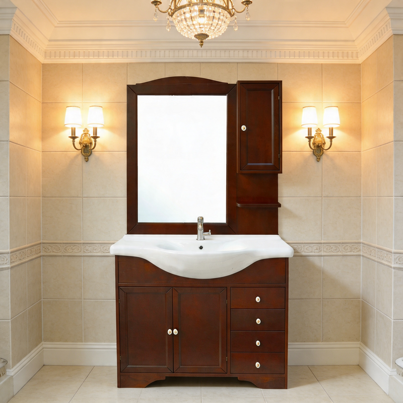 Mobile bagno arte povera Monica 85 cm con lavabo integrato e specchio