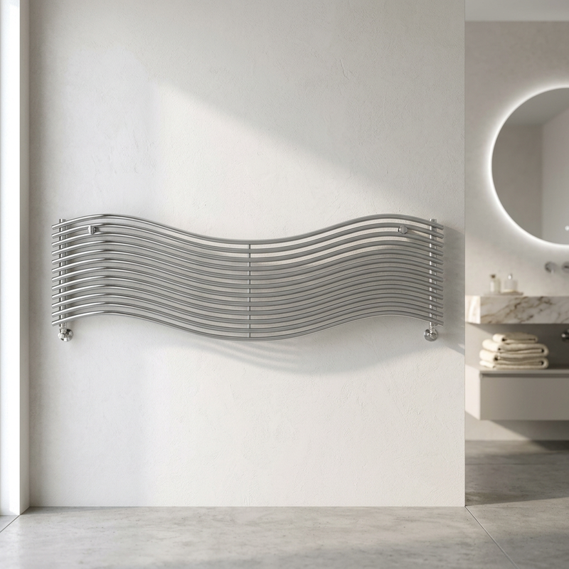 Termoarredo di design orizzontale Wave in acciaio Scirocco H - varie finiture