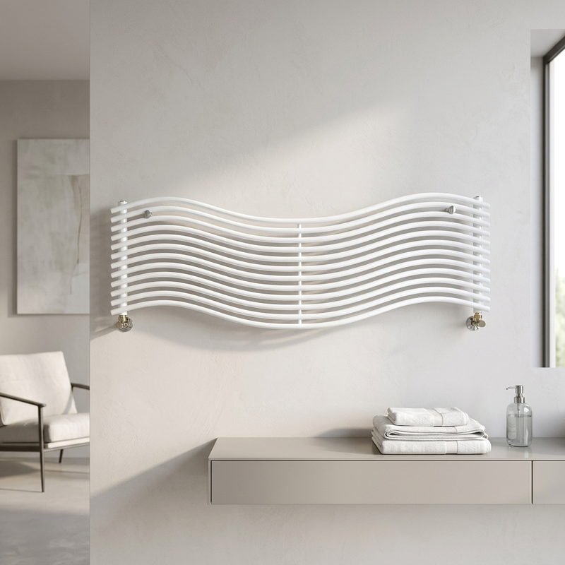 Termoarredo di design orizzontale Wave in acciaio Scirocco H - varie finiture