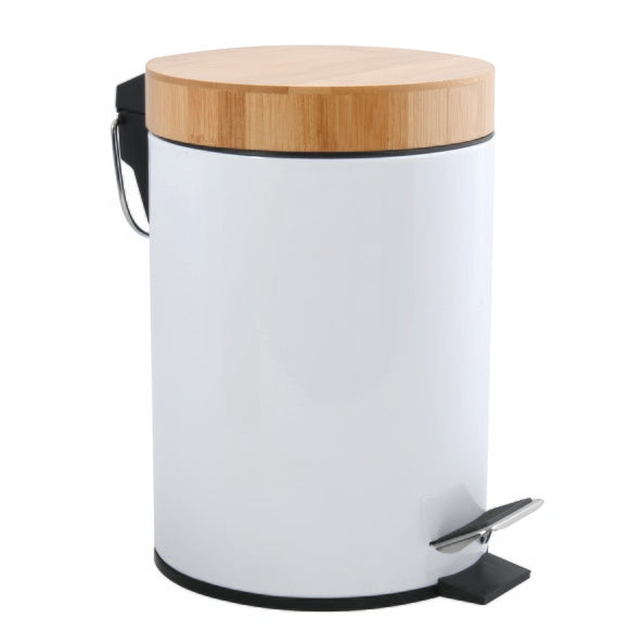 Pattumiera a pedale da 3L in Acciaio e Bambà¹ modello Aza - Bianco by CeramicStore | Lo specialista del tuo bagno
