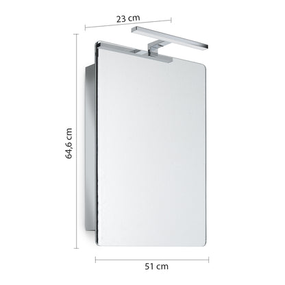 Specchio contenitore ad 1 anta di Gedy modello Banjo con lampada a Led inclusa - Cromato lucido by CeramicStore | Lo specialista del tuo bagno