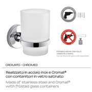 Portaspazzolini in Acciaio Inox e Cromall Gedy serie Felce - Cromato