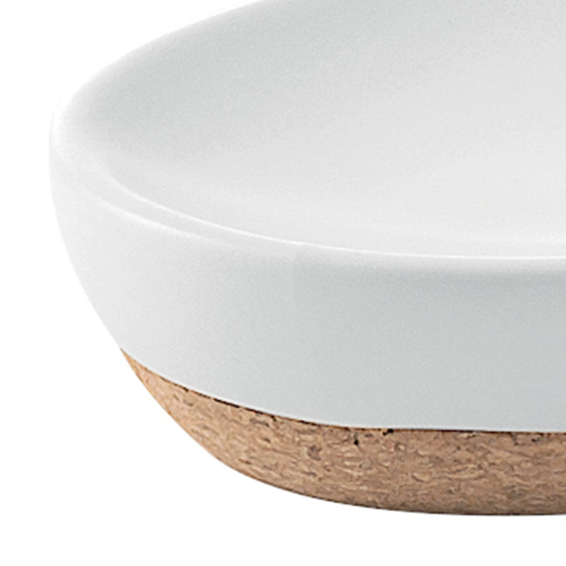 Portasapone in ceramica e sughero Gedy serie Ilary - Bianco