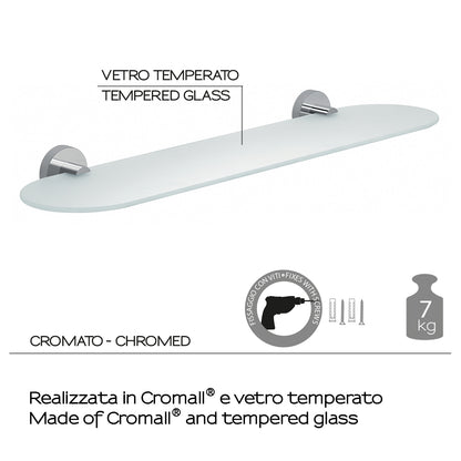 Mensola 60 cm a muro in Acciaio Inox Eros di Gedy - Cromato
