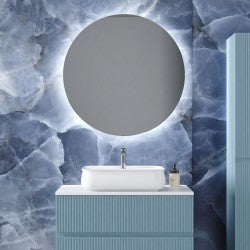 Lavabo da appoggio 54x38 in ceramica bianca con foro rubinetto BathCore modello Aura 55