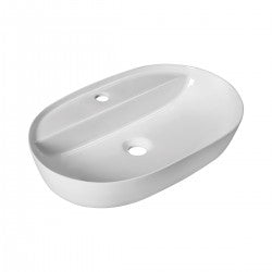 Lavabo da appoggio in ceramica bianca con foto rubinetto BathCore modello Ventus 60
