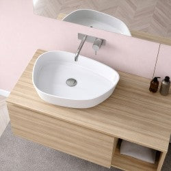 Lavabo da appoggio in Ceramica Bianca BathCore modello Nebula 55