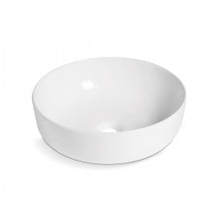 Lavabo da appoggio in ceramica bianca lucida modello Zara diametro 40 cm e bordo sottile