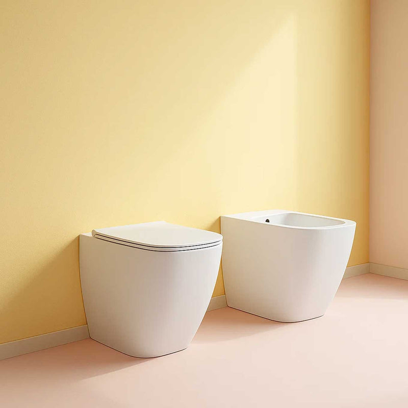 Wall-mounted sanitary ware with Multi drain without flange 50x36 cm Genesis Ceramica Globo model - soft close seat