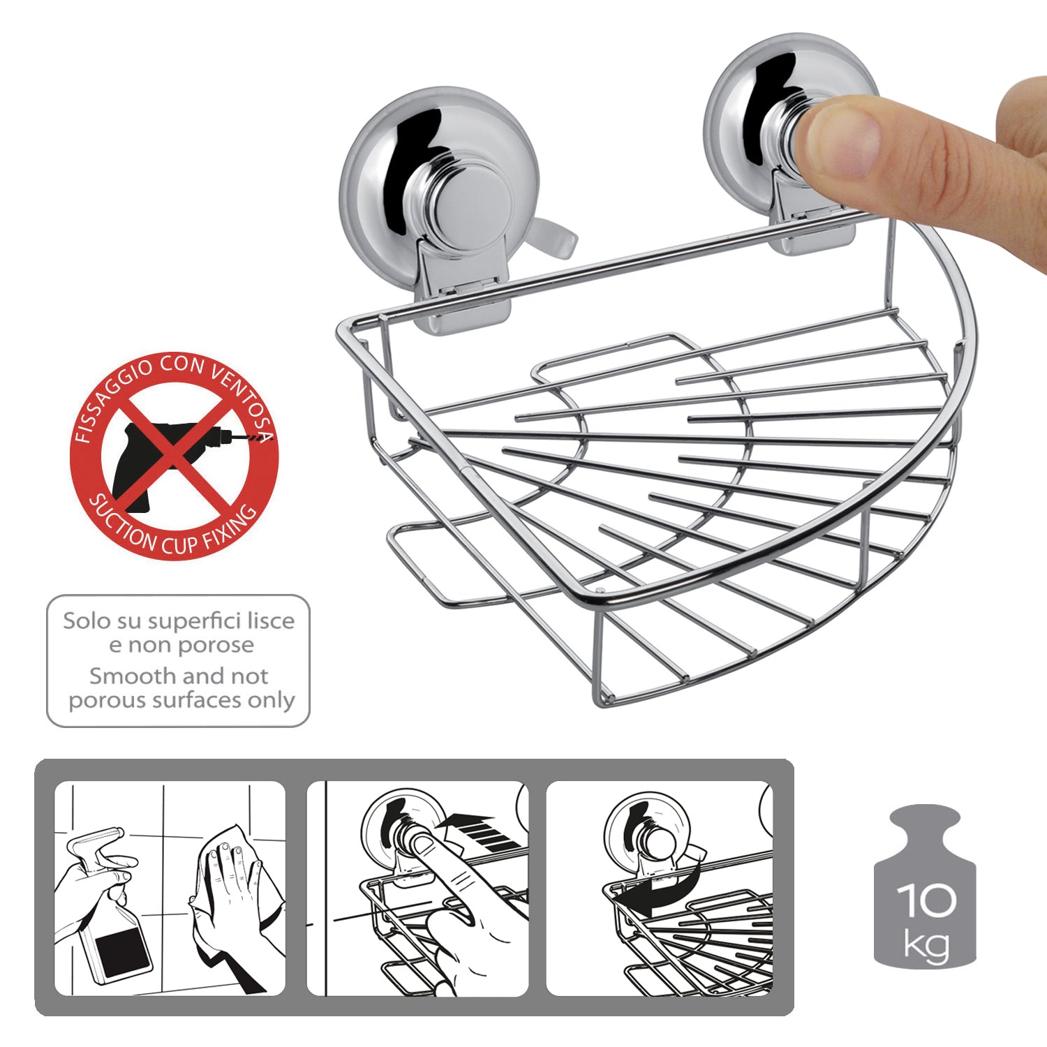 Portaoggetti angolare doccia in filo di Gedy serie Hot - Cromato by CeramicStore | Lo specialista del tuo bagno