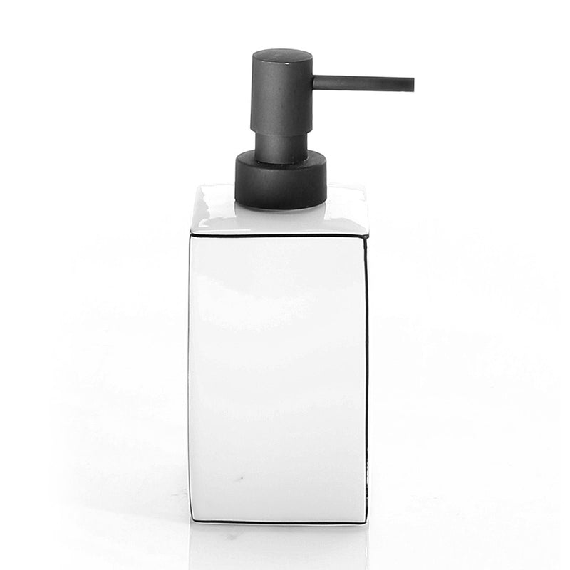Dosasapone in ceramica Gedy serie Lucrezia con erogatore in plastica nera - Bianco