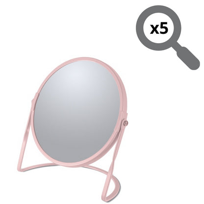 Specchio ingranditore da tavolo su base in acciaio modello Akira colore rosa opaco by CeramicStore | Lo specialista del tuo bagno