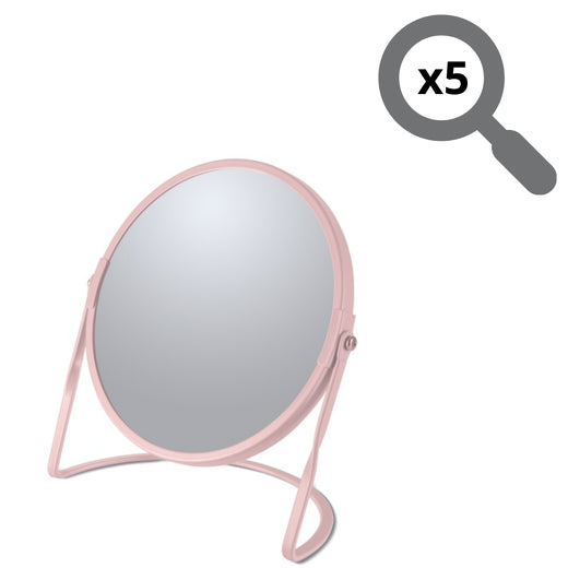 Specchio ingranditore da tavolo su base in acciaio modello Akira colore rosa opaco by CeramicStore | Lo specialista del tuo bagno