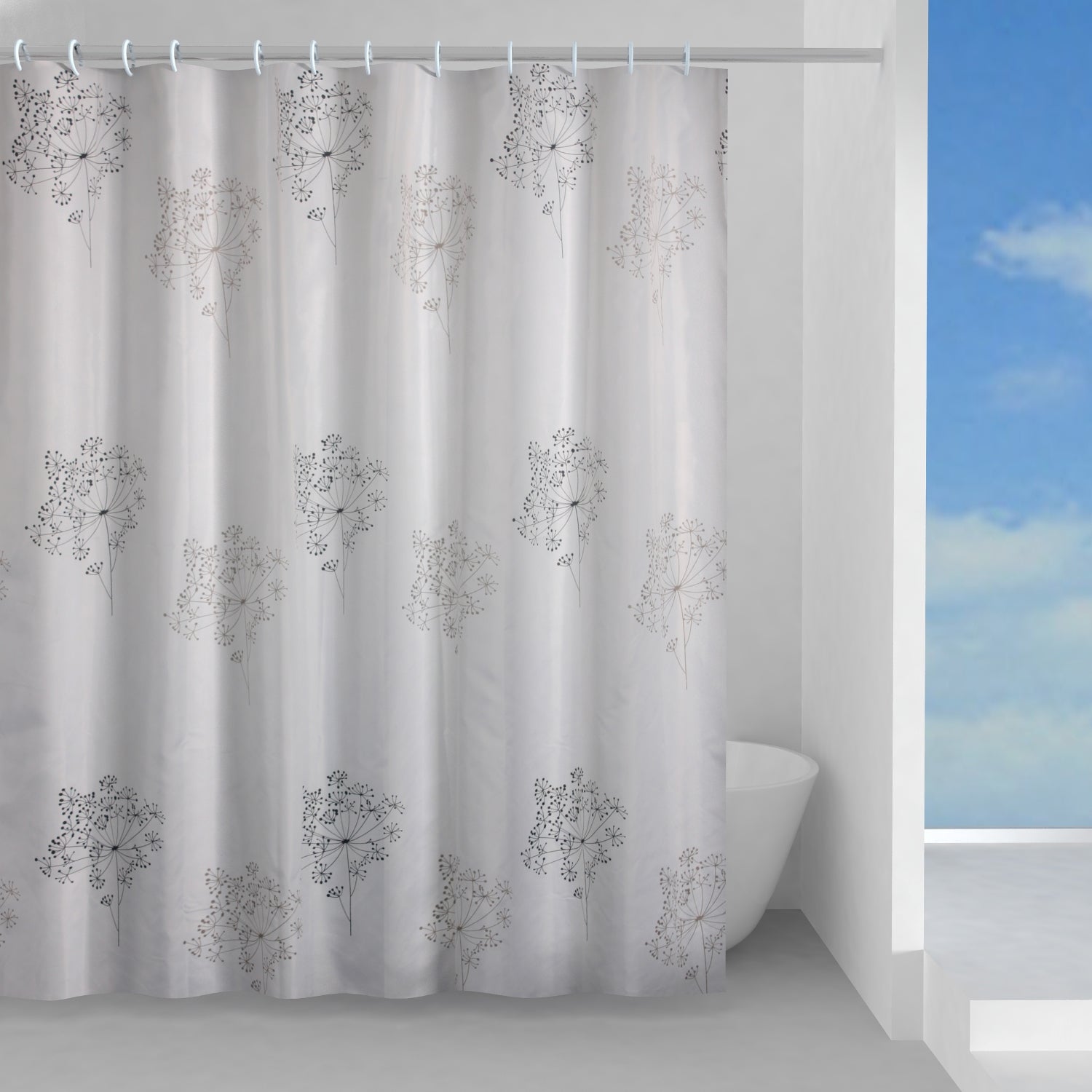 Tenda doccia in tessuto 120x200 cm modello Parfume di Gedy - Bianco/Nero by CeramicStore | Lo specialista del tuo bagno