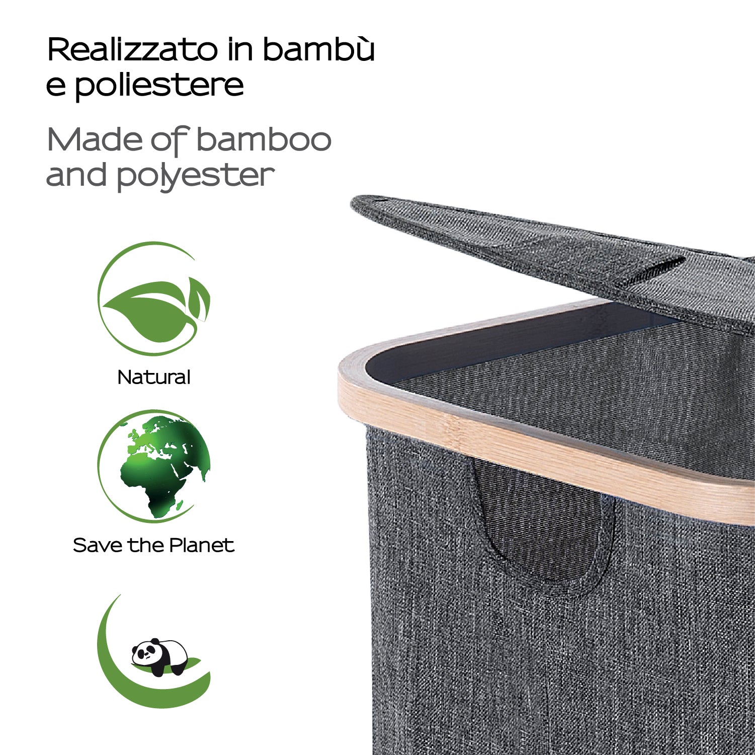 Portabiancheria modello Yoshi 87 lt. colore grigio. by CeramicStore | Lo specialista del tuo bagno