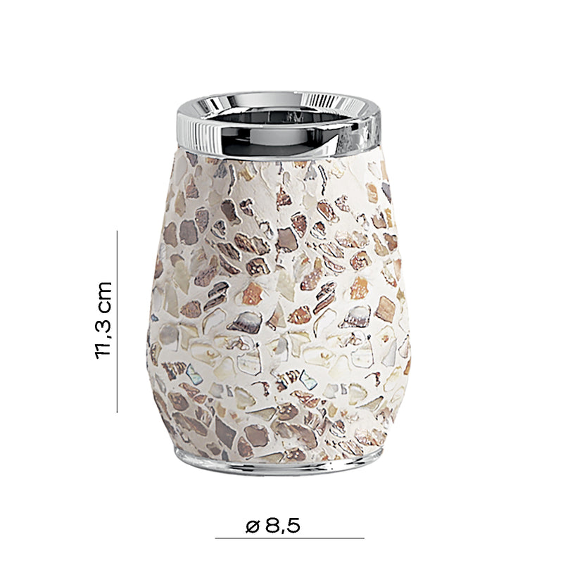 Portaspazzolini in ceramica e madreperla Gedy serie Marina - Crema