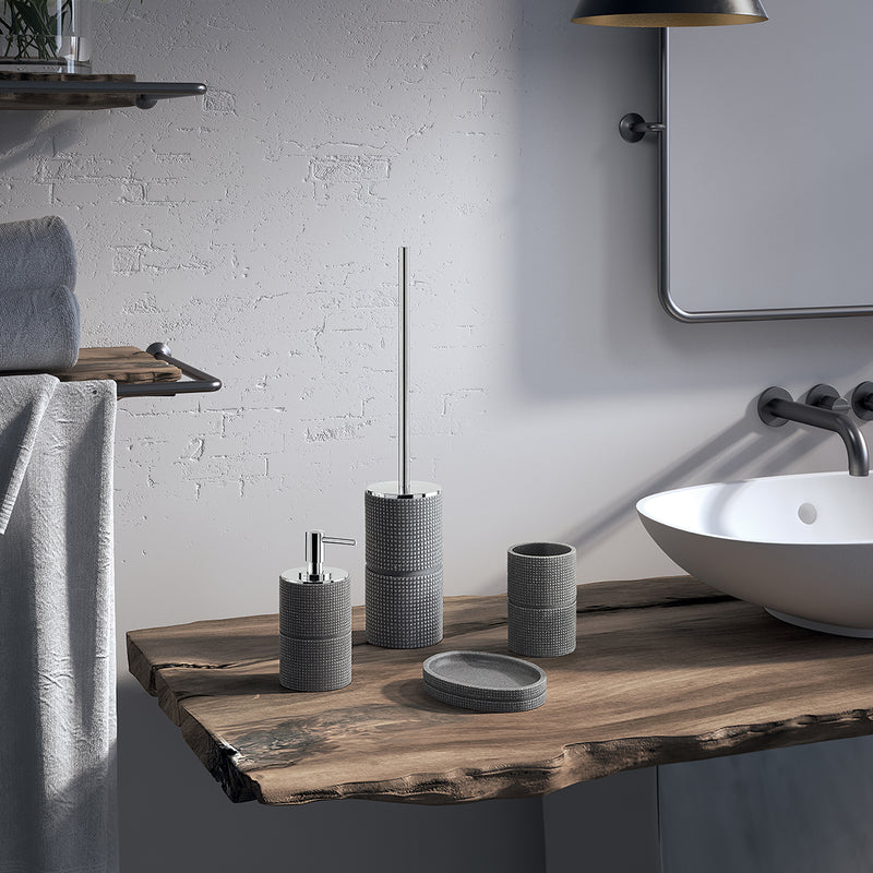 Portaspazzolini in resina Gedy serie Petra - Grigio