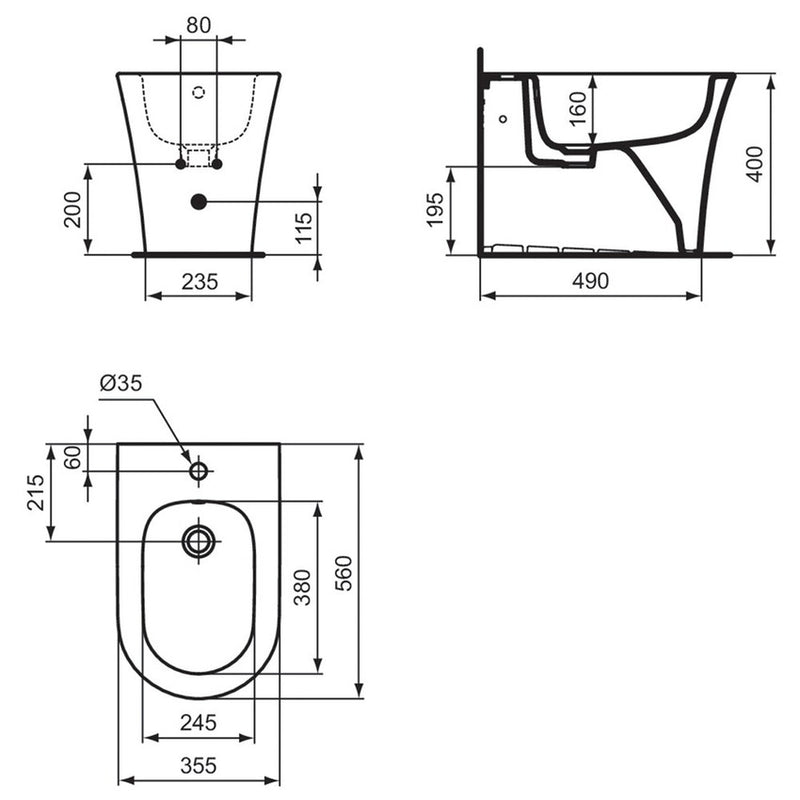 Sanitari filo parete con scarico traslato Ideal Standard La dolce vita wc, bidet e sedile soft close
