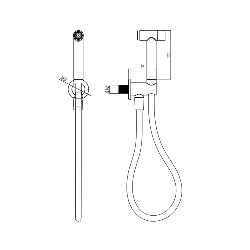 Idroscopino con pulsante in acciaio 316L BathCore – Cromo satinato