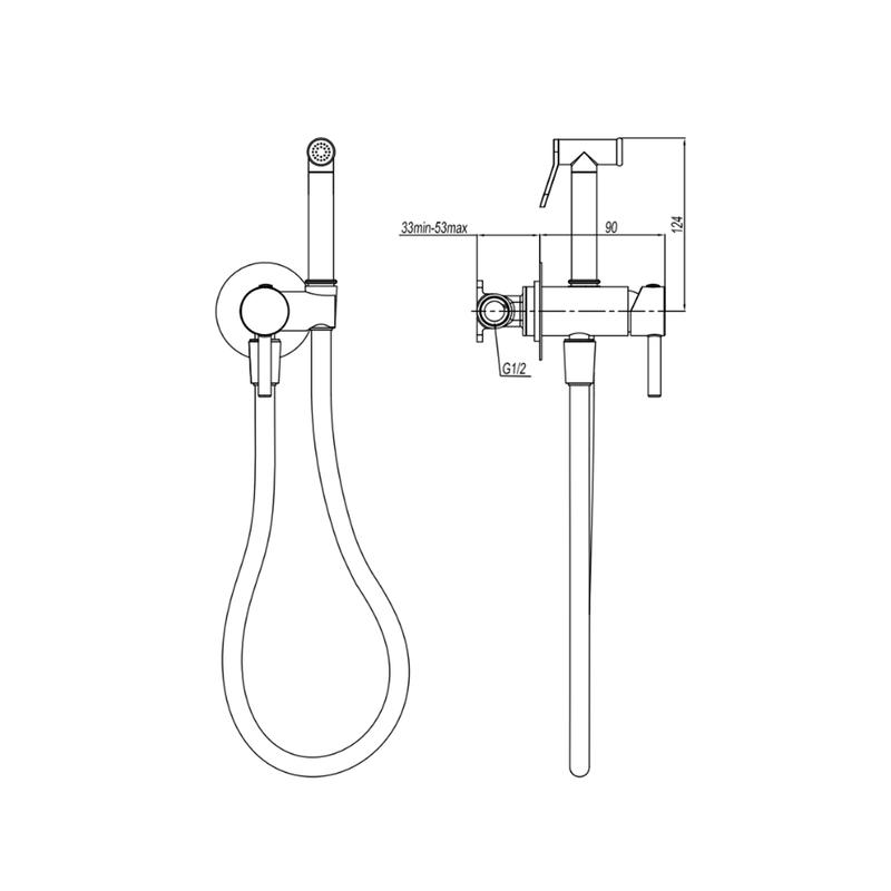 Idroscopino con miscelatore in ottone BathCore - Gun Metal
