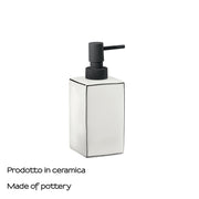 Dosasapone in ceramica Gedy serie Lucrezia con erogatore in plastica nera - Bianco