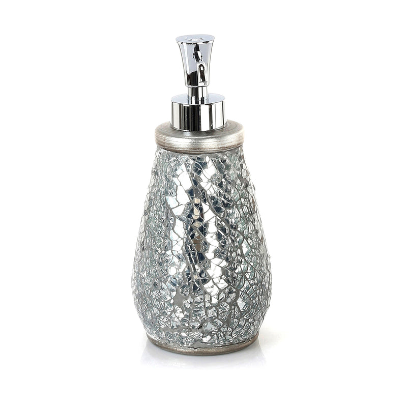Dosasapone in ceramica e vetro con erogatore in plastica Gedy serie Myosotis - Argento