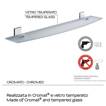 Mensola 60 cm in vetro temperato di Gedy serie Maine - Cromato