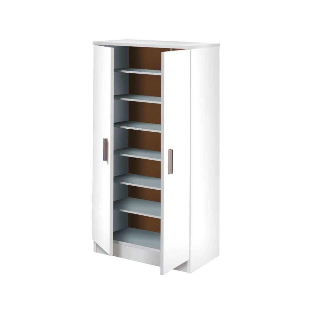 Mobile scarpiera a due ante in nobilitato cm 55x36x108h con 6 ripiani col. Bianco by CeramicStore | Lo specialista del tuo bagno