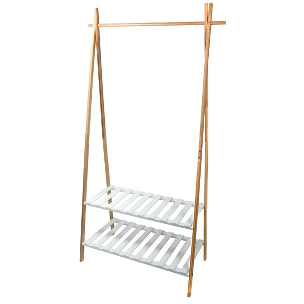 Appendiabiti in bambà¹ con due ripiani modello Mia - Bianco, Nero e Bambà¹ by CeramicStore | Lo specialista del tuo bagno