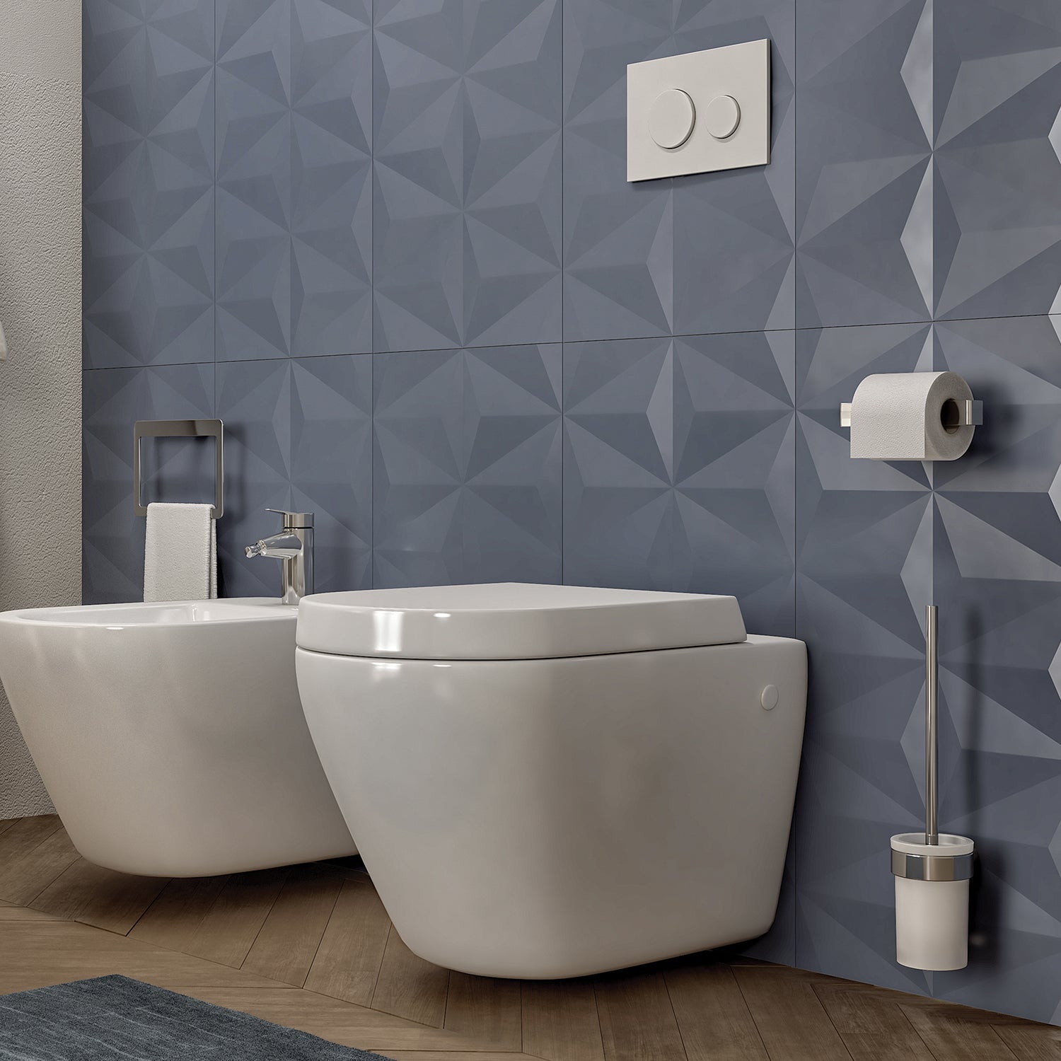 Scopino da muro con ciuffo in setole Gedy serie Pirenei - Cromato by CeramicStore | Lo specialista del tuo bagno