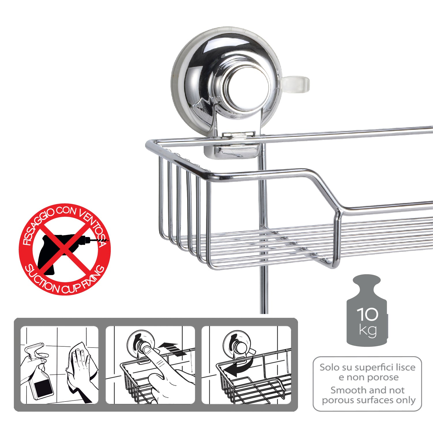 Portaoggetti doccia doppio in filo di Gedy serie Hot - Cromato by CeramicStore | Lo specialista del tuo bagno