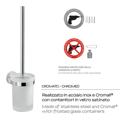 Scopino a muro con ciuffo in setole in Acciaio Inox Eros di Gedy - Cromato by CeramicStore | Lo specialista del tuo bagno