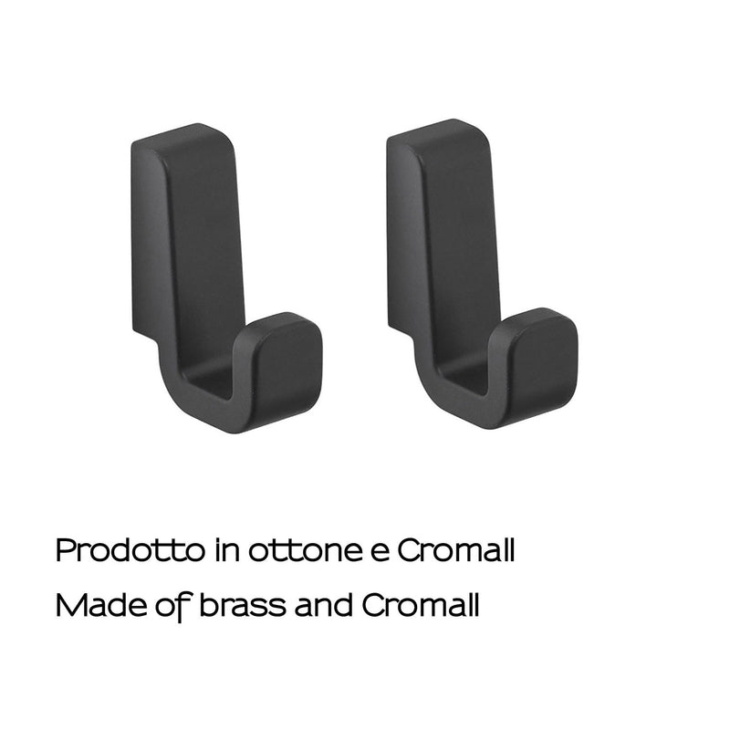 Appendiabiti 2 pezzi in Ottone e Cromall Gedy serie Samoa - Nero Matt by CeramicStore | Lo specialista del tuo bagno