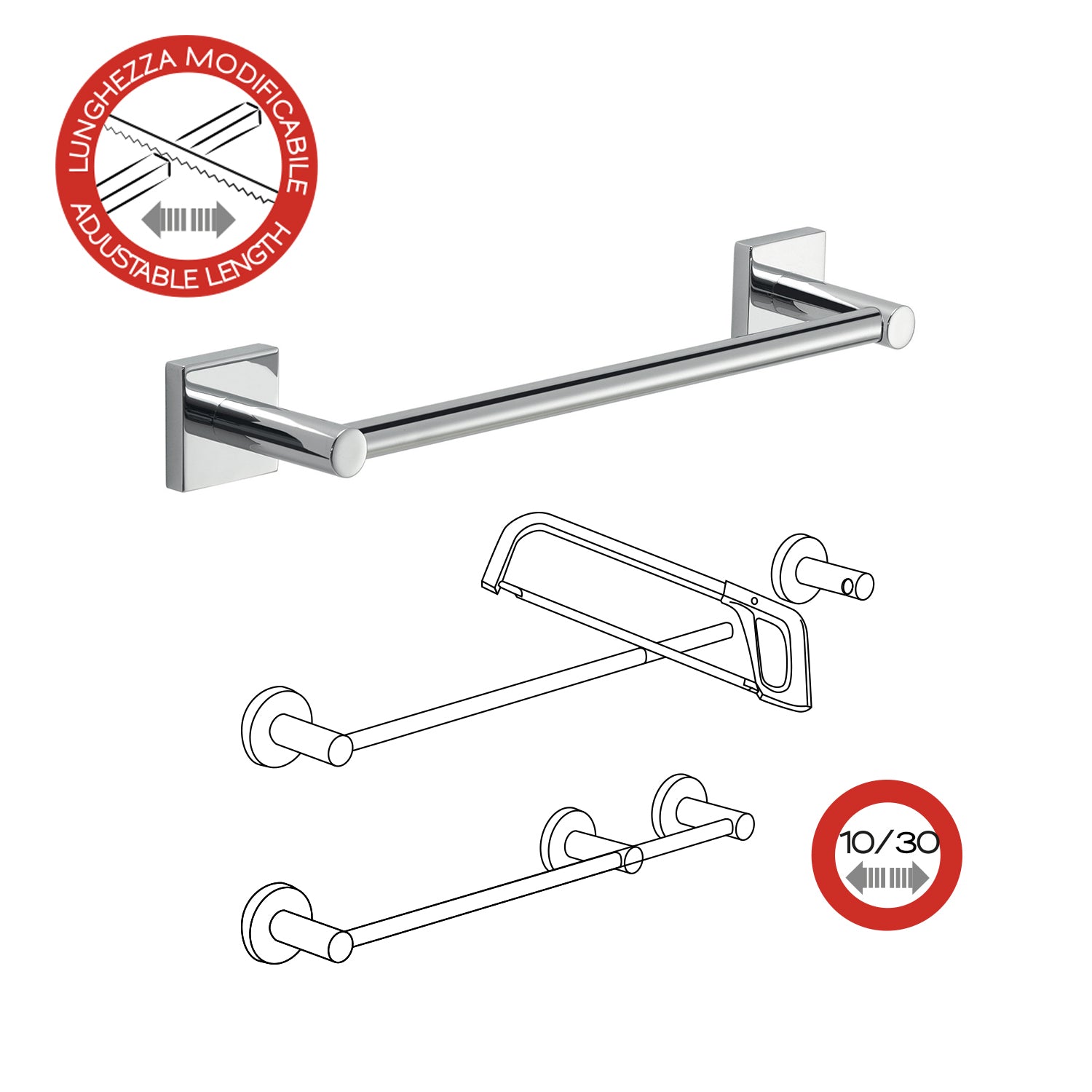 Portasalviette a muro 30 cm Fuji di Gedy - Cromato by CeramicStore | Lo specialista del tuo bagno