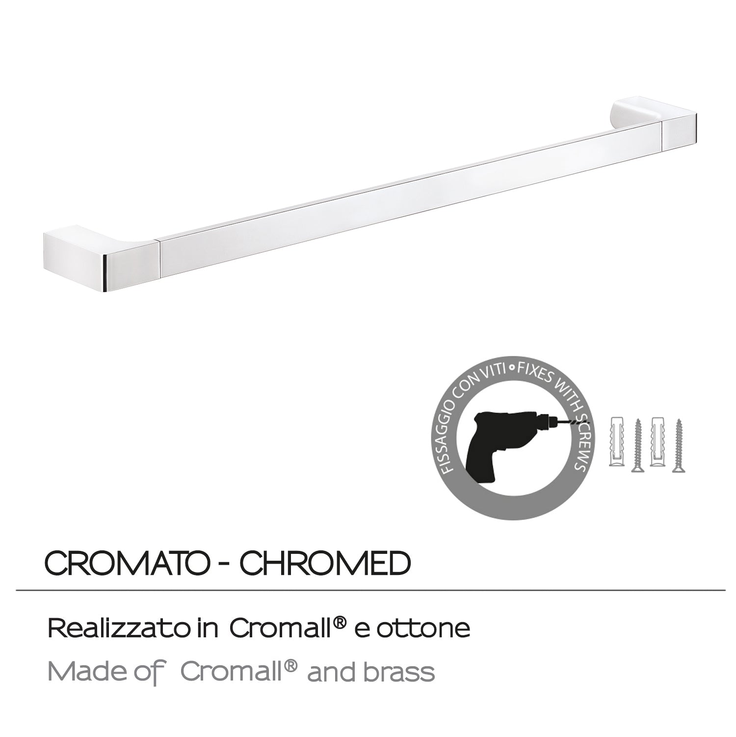 Portasalviette a muro di Gedy serie Pirenei 60 cm - Cromato by CeramicStore | Lo specialista del tuo bagno