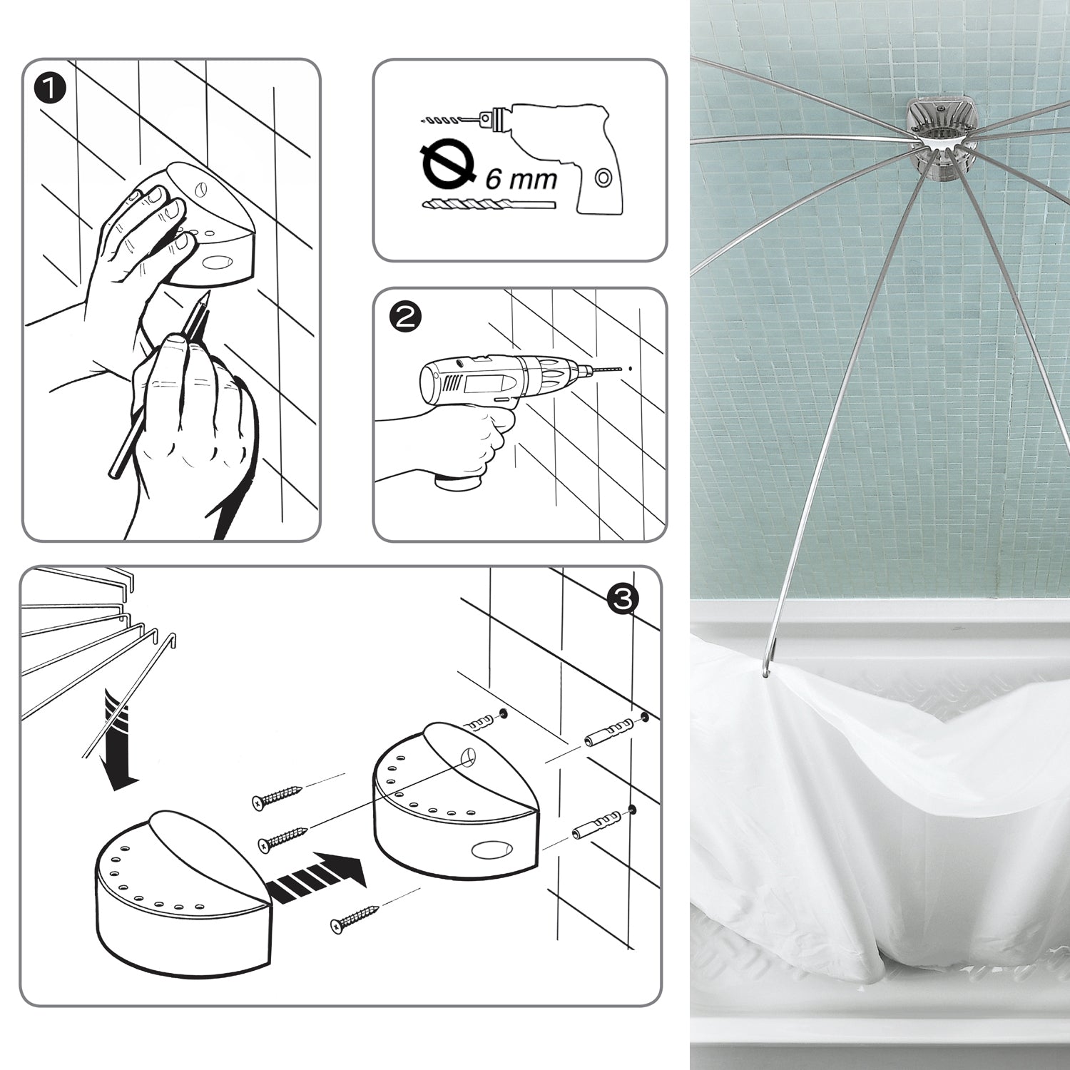Supporto tenda doccia fino a 180° - Gedy by CeramicStore | Lo specialista del tuo bagno