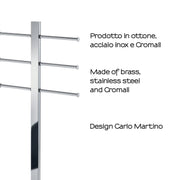Piantana con 3 braccia portasalviette scorrevoli Gedy serie Bridge - Cromato