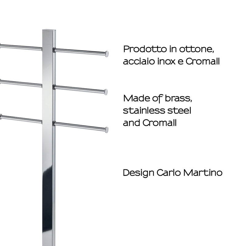 Piantana con 3 braccia portasalviette scorrevoli Gedy serie Bridge - Cromato