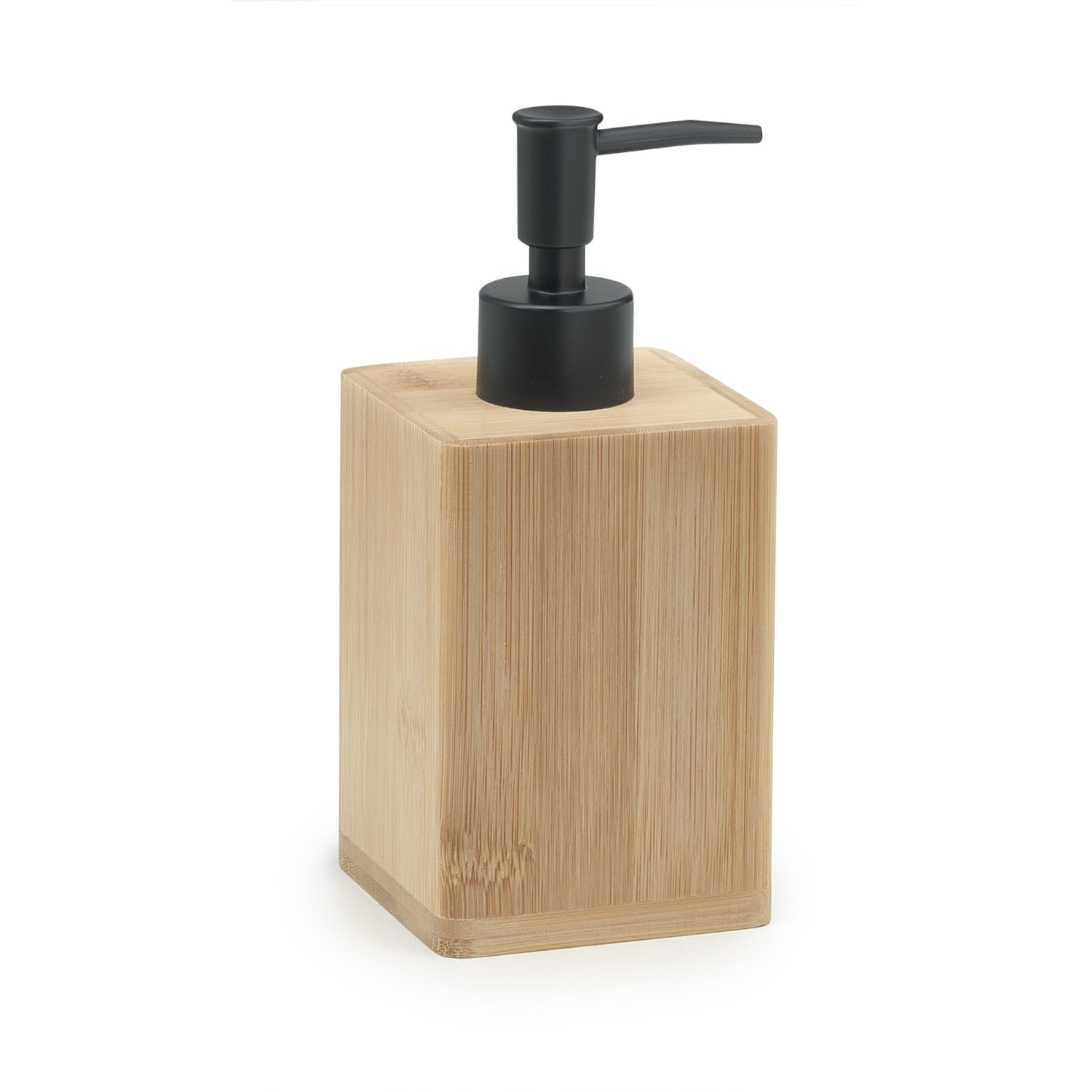 Dispenser sapone in bambà¹ con erogatore in plastica nero Gedy serie Bonnie - Naturale/Nero Matt