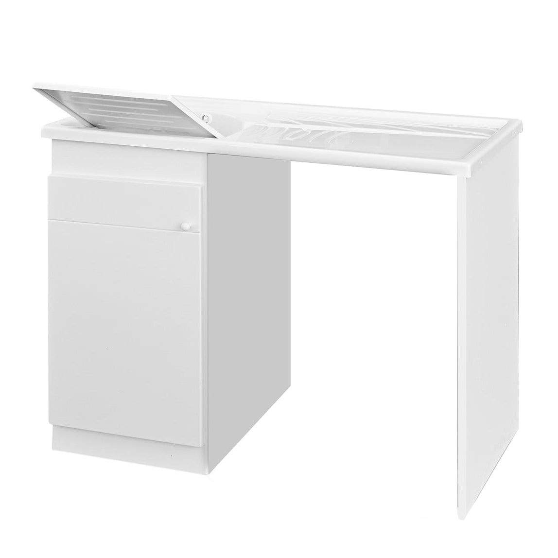 Mobile lavatoio con coprilavatrice BathCore 108x60 H.90 in resina adatto all'esterno - Versione con lavatoio a Sinistra