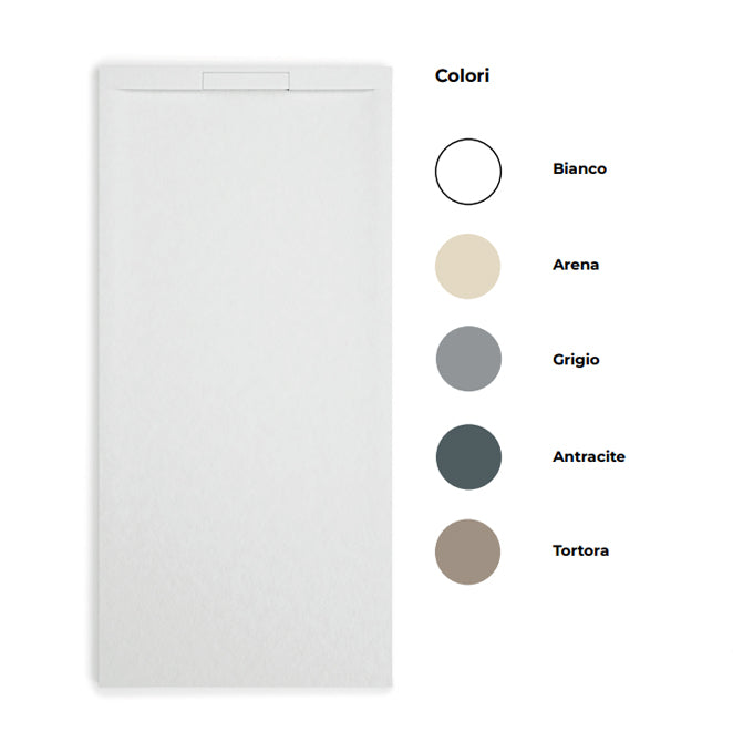 Piatto doccia Lithos effetto ardesia antiscivolo 80x180 cm - vari colori