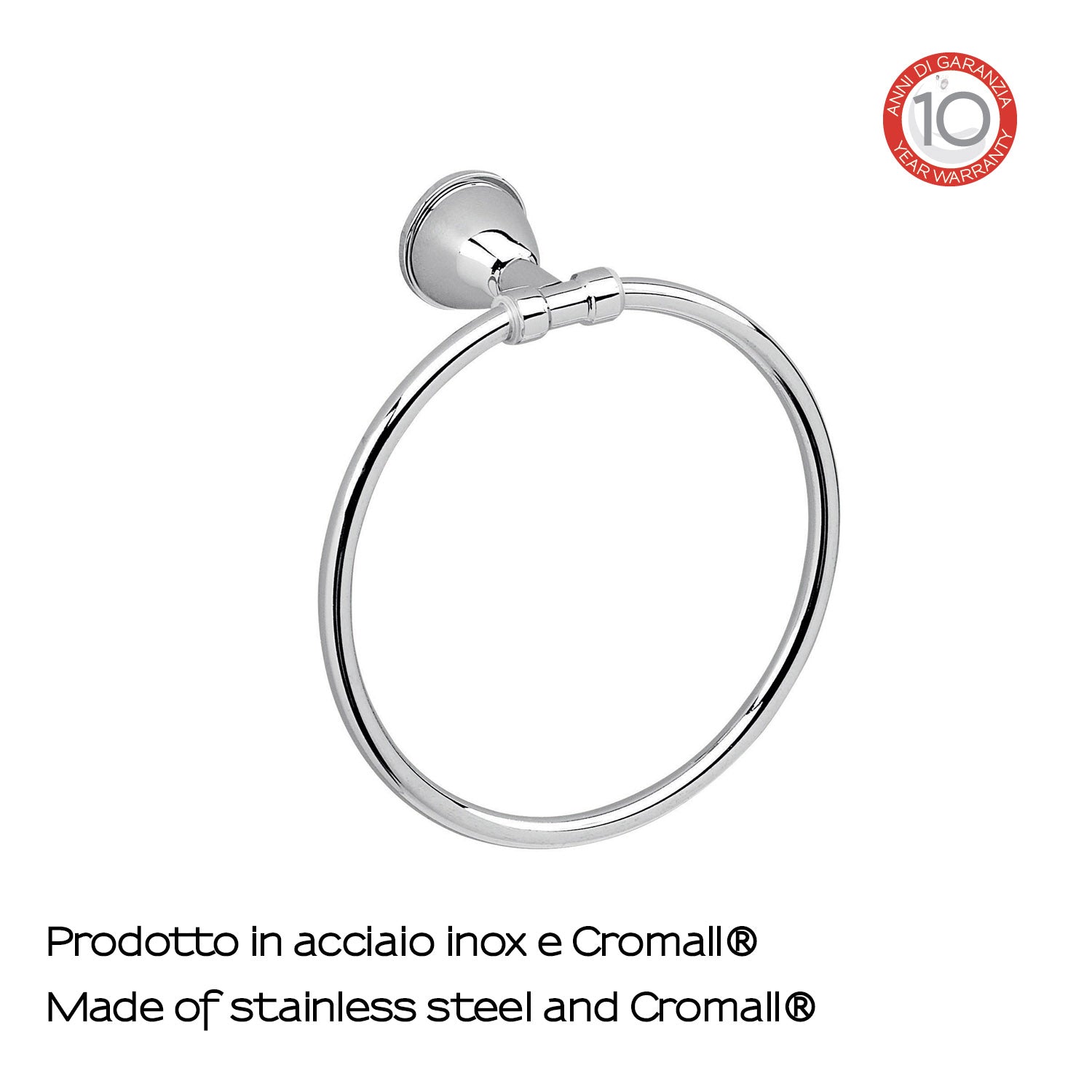 Porta asciugamani ad anello in Acciaio Inox Genziana di Gedy - Cromato by CeramicStore | Lo specialista del tuo bagno