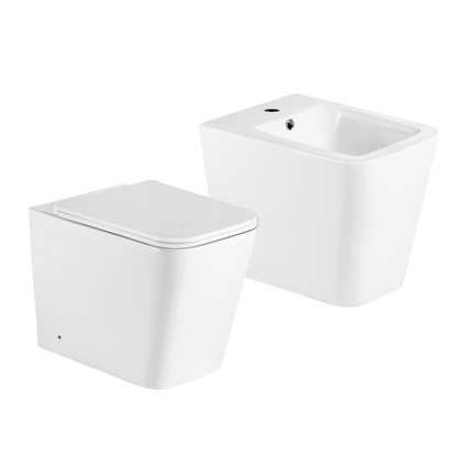 Coppia sanitari a terra BathCore serie Lunaria 56x36x40 cm - Vaso a terra + bidet a terra + copriwater
