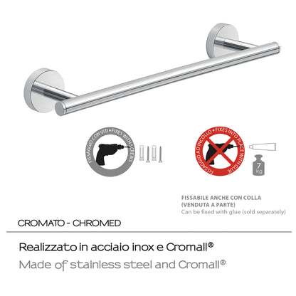 Portasalviette 35 cm a muro in Acciaio Inox Eros di Gedy - Cromato by CeramicStore | Lo specialista del tuo bagno