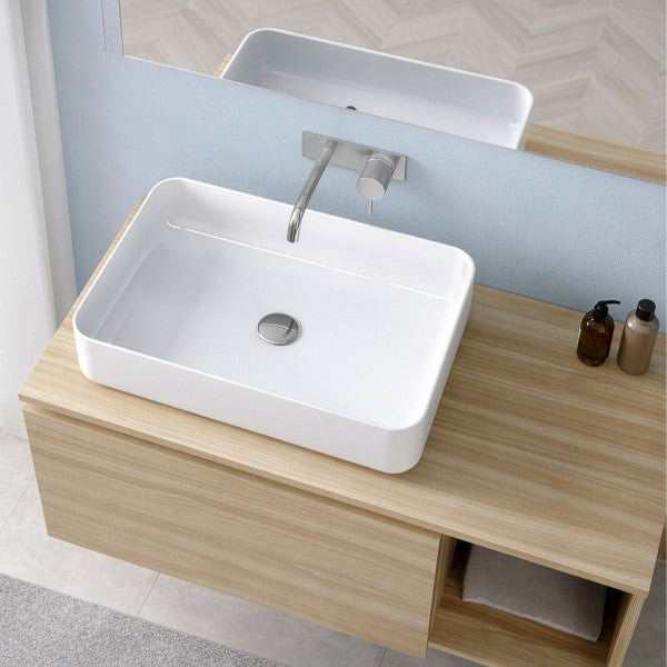 Lavabo da appoggio in ceramica bianca BathCore modello AGUA60