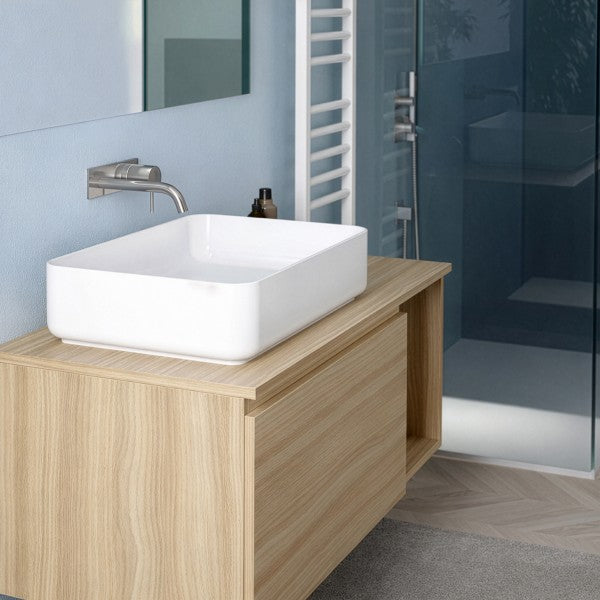 Lavabo da appoggio in ceramica bianca BathCore modello AGUA60