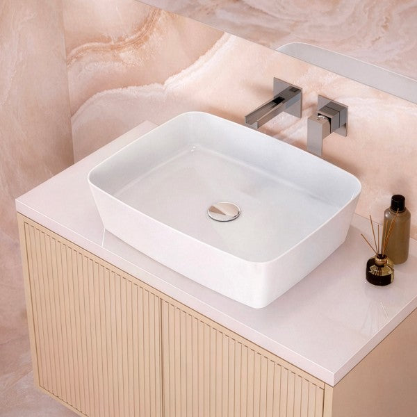 Lavabo da appoggio 49,5X37,5 in ceramica bianca BathCore modello Elara 50